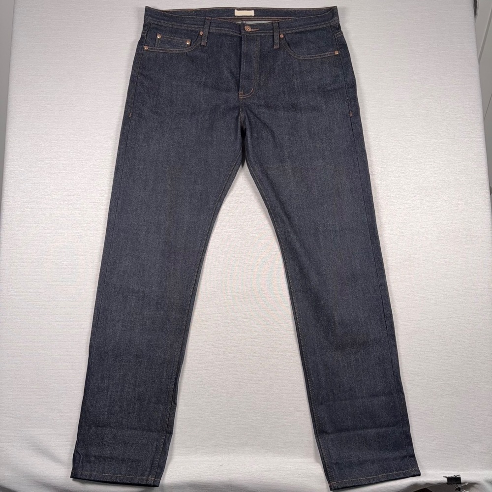 The Unbranded Brand UB201 Tapered Fit Selvedge Indigo 14.5oz Jeans Mens 38x36